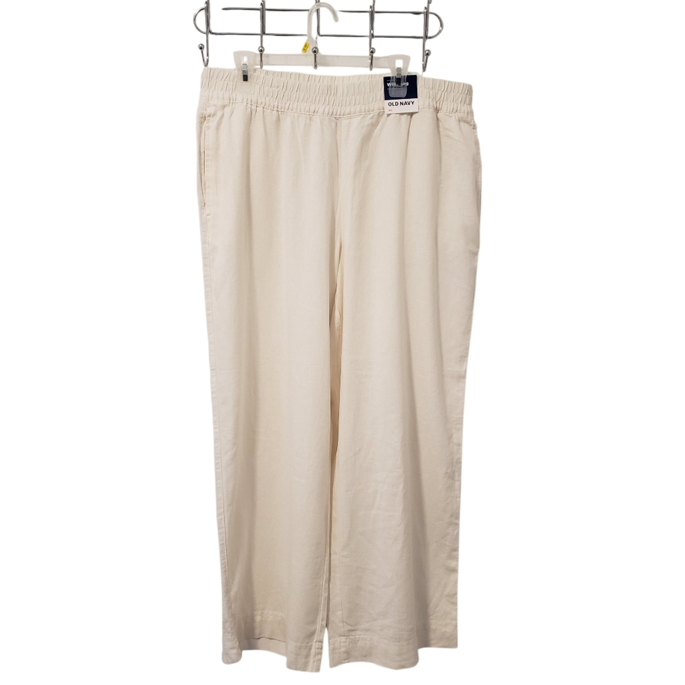 Old Navy Calla Lily High-Waisted Linen Blend Wide-Leg‎ Pants Women's Size XL